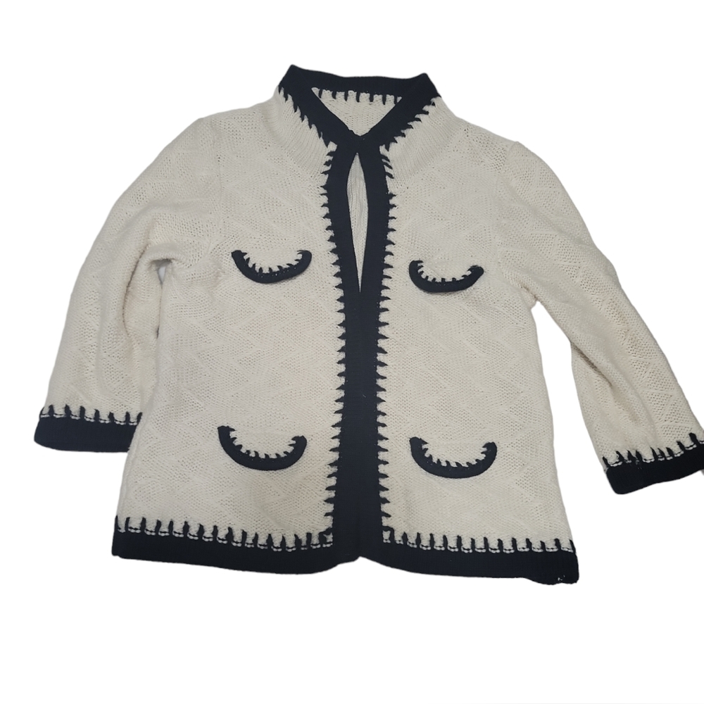 Cabi 297 M Cream "Socialite" Knit Open Front Cardigan Sweater jacket - Picture 3 of 14